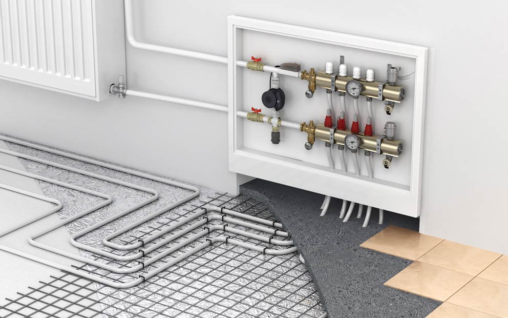 Ein offener Boden mit Fußbodenheizung